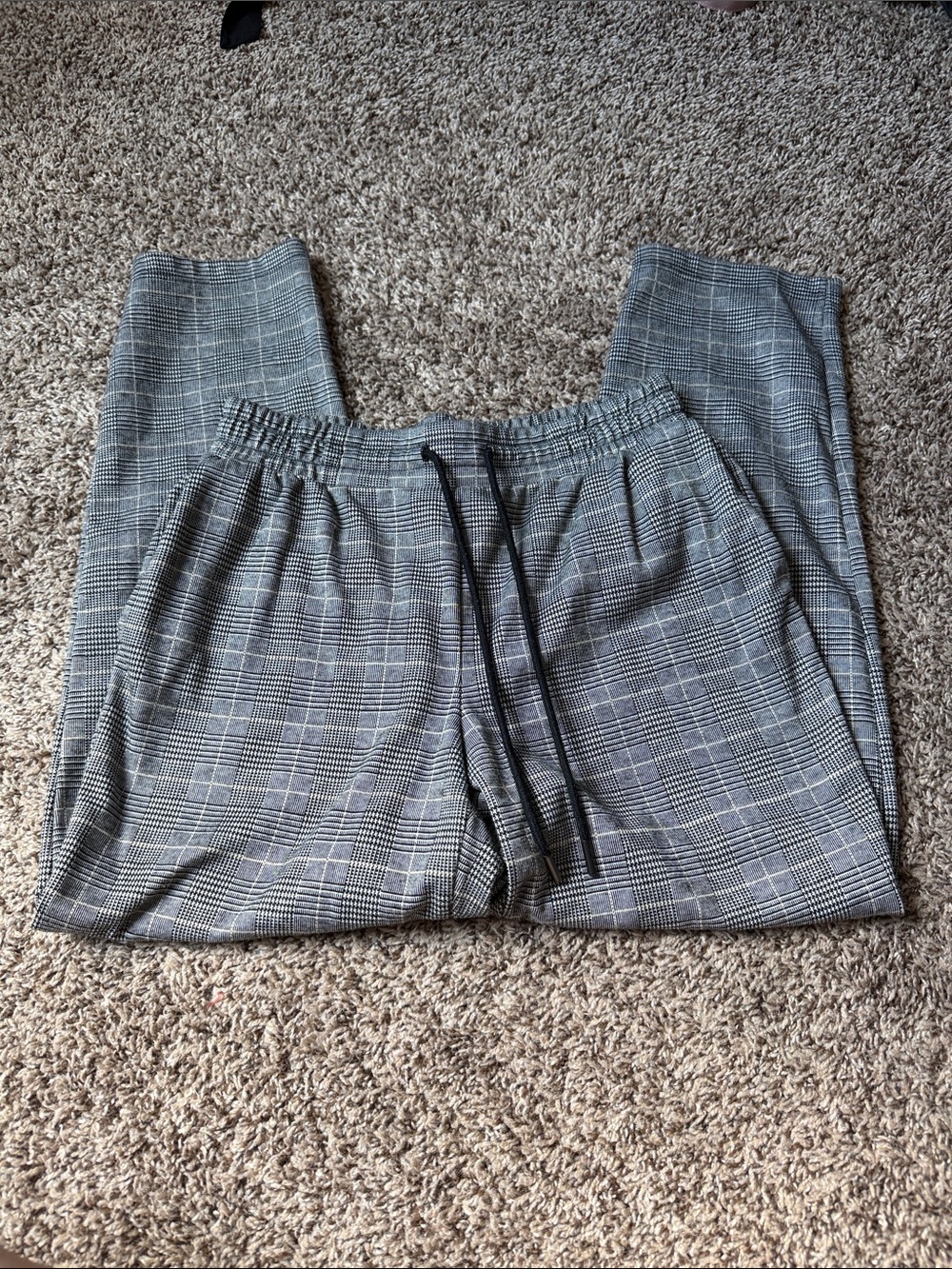 a new day Gray Plaid Drawstring Dress Pants for Men